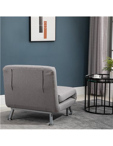 HOMCOM Adjustable Back Futon Sofa Chair - Grey