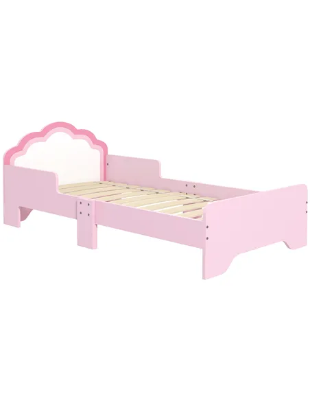 ZONEKIZ Toddler Bed Frame, Princess Bed for Kids, Cloud-Design, 143 x 74 x 55cm - Pink
