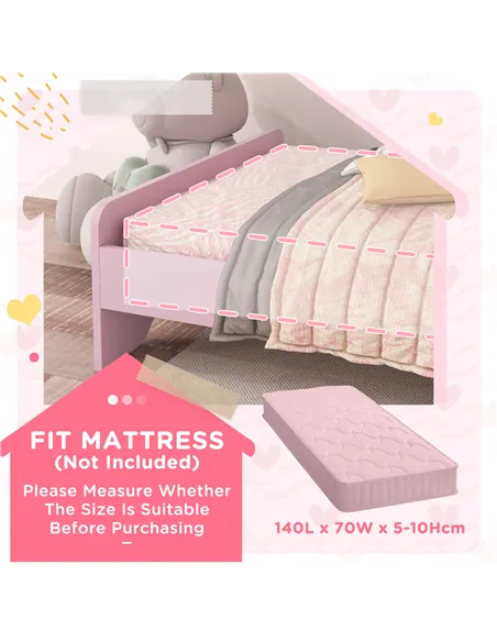ZONEKIZ Toddler Bed Frame, Princess Bed for Kids, Cloud-Design, 143 x 74 x 55cm - Pink