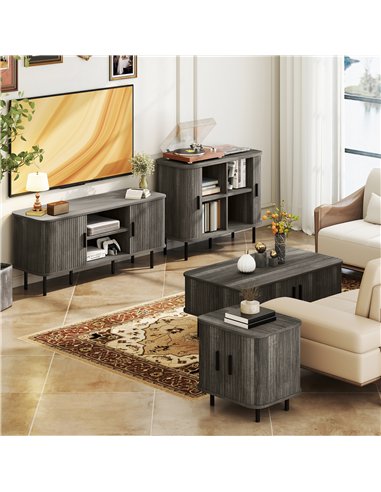 HOMCOM TV Stand Cabinet for TVs up to 55 Inches, TV Unit with Storage Shelves and Cupboard for Living Room, Grey