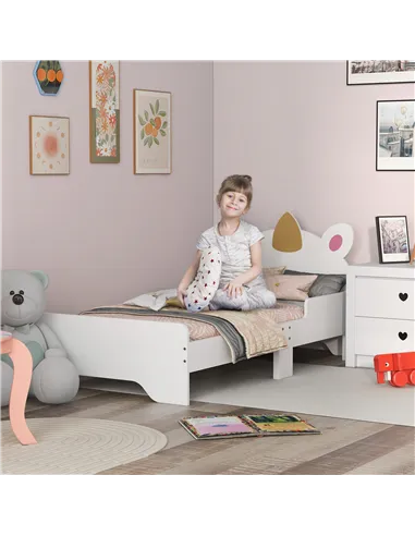 ZONEKIZ Unicorn-Designed Toddler Bed, Kids Bedroom Furniture, for Ages 3-6 Years, 143 x 74 x 67cm - White