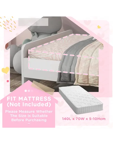 ZONEKIZ Unicorn-Designed Toddler Bed, Kids Bedroom Furniture, for Ages 3-6 Years, 143 x 74 x 67cm - White