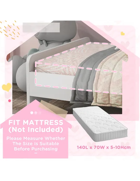 ZONEKIZ Unicorn-Designed Toddler Bed, Kids Bedroom Furniture, for Ages 3-6 Years, 143 x 74 x 67cm - White