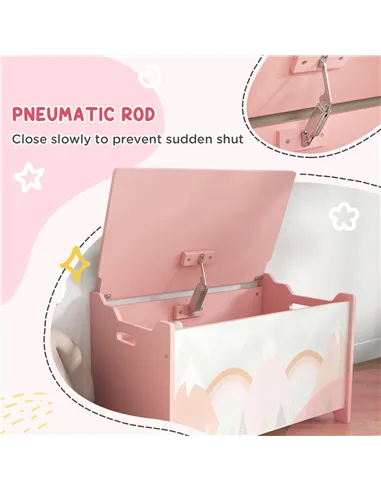 ZONEKIZ Kids Bedroom Furniture Set Includes Bed Frame, Toy Chest, Dressing Table for Ages 3-6 Years, Pink