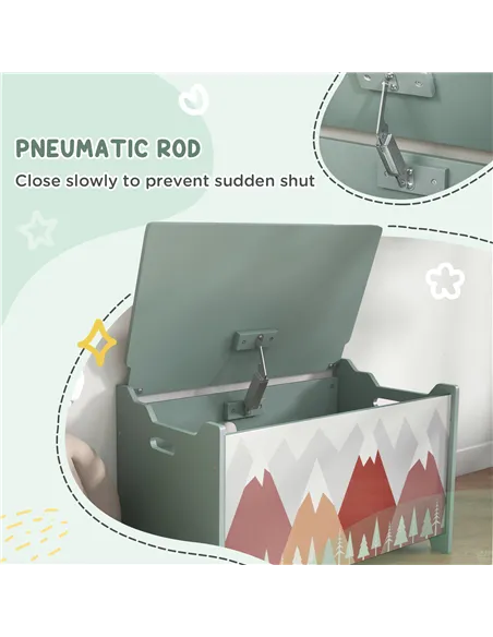 ZONEKIZ Kids Bedroom Furniture Set Includes Bed Frame, Kids Toy Chest, Dressing Table with Mirror and Stoolfor Ages 3-6 Years, G