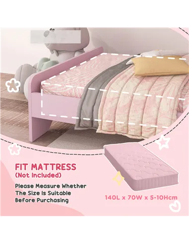 ZONEKIZ Wooden Kids Bedroom Furniture Set with Kids Dressing Table, Stool, Bed, for 3-6 Years, Cloud-Design