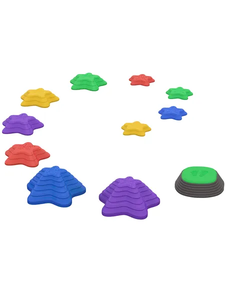 ZONEKIZ Kids Stepping Stones, 11 Pieces Balance River Stones for Obstacle Course, Stackable Non-Slip Starfish Shape, Sensory Pla