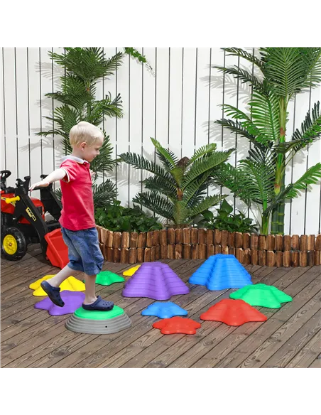 ZONEKIZ Kids Stepping Stones, 11 Pieces Balance River Stones for Obstacle Course, Stackable Non-Slip Starfish Shape, Sensory Pla