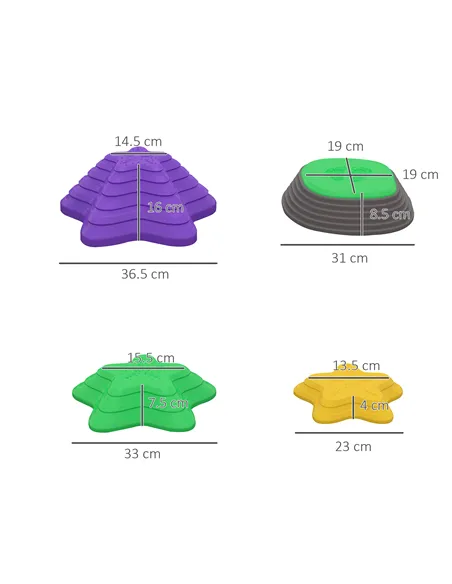 ZONEKIZ Kids Stepping Stones, 11 Pieces Balance River Stones for Obstacle Course, Stackable Non-Slip Starfish Shape, Sensory Pla