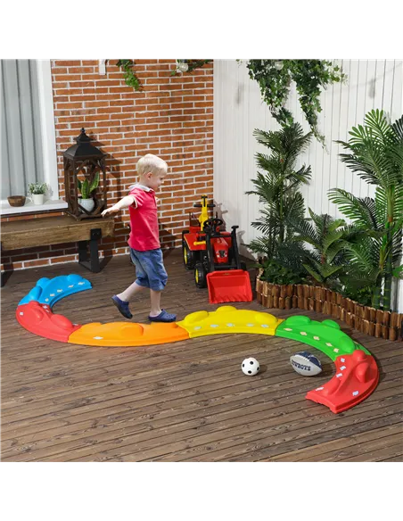 ZONEKIZ Kids Balance Beam, Kids 6 Pieces Stepping Stones Obstacle Course, for Ages 3-8 Years - Multicoloured