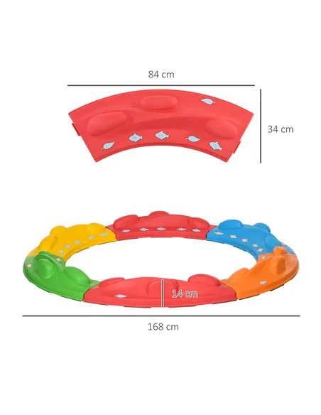 ZONEKIZ Kids Balance Beam, Kids 6 Pieces Stepping Stones Obstacle Course, for Ages 3-8 Years - Multicoloured
