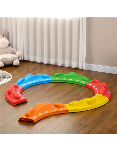 ZONEKIZ Kids Balance Beam, Kids 6 Pieces Stepping Stones Obstacle Course, for Ages 3-8 Years - Multicoloured