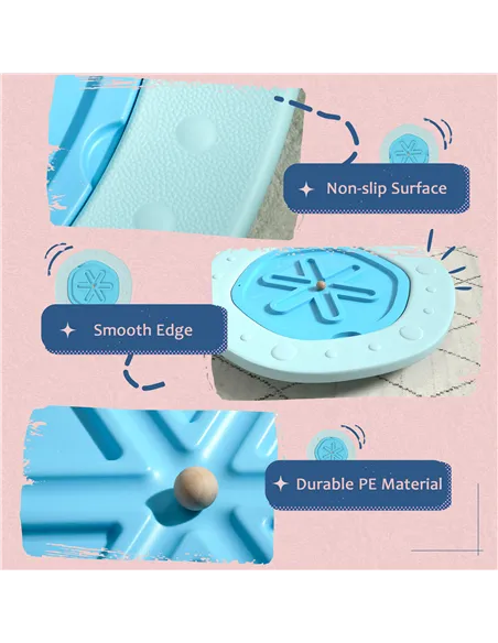 ZONEKIZ Two-In-One Balance Board, Kids Wobble Board with Ball - Blue
