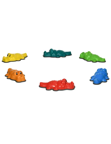 ZONEKIZ 6PCs Kids Stepping Stones, Crocodile-Designed Sensory Toys, with Anti-Slip Edge Balance River Stones