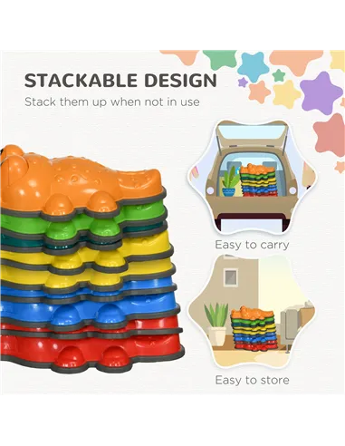 ZONEKIZ 6PCs Kids Stepping Stones, Crocodile-Designed Sensory Toys, with Anti-Slip Edge Balance River Stones