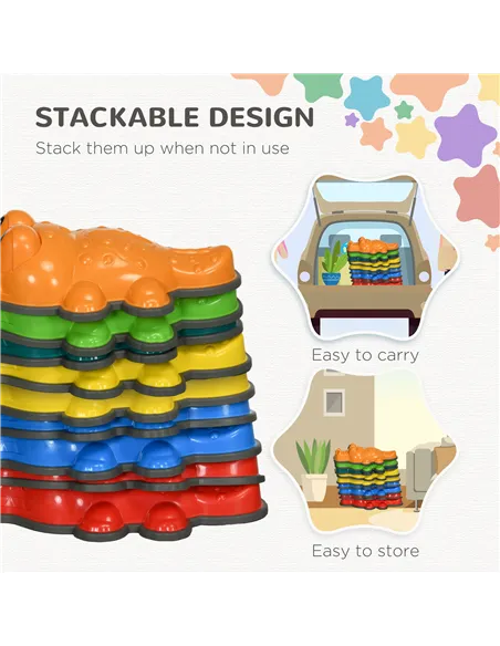 ZONEKIZ 6PCs Kids Stepping Stones, Crocodile-Designed Sensory Toys, with Anti-Slip Edge Balance River Stones