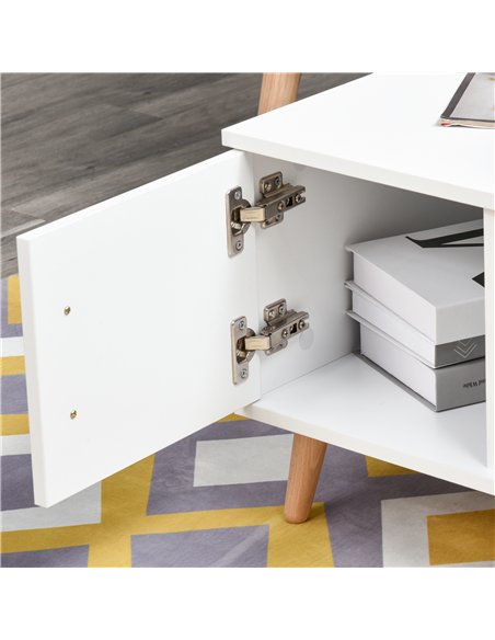 HOMCOM Modern Minimalism Coffee Table with Storage, Sofa Side Table with Shelf & Drawer for Living Room Reception Room, White