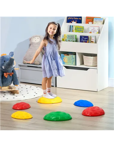 ZONEKIZ Six-Piece Kids Stepping Stones, with Non-Slip Mats, Balance River Stones
