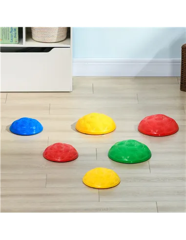 ZONEKIZ Six-Piece Kids Stepping Stones, with Non-Slip Mats, Balance River Stones