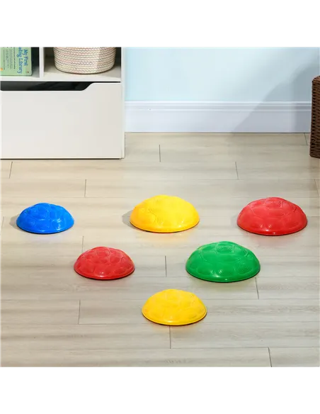 ZONEKIZ Six-Piece Kids Stepping Stones, with Non-Slip Mats, Balance River Stones