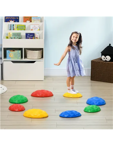 ZONEKIZ Eight-Piece Kids Stepping Stones, with Non-Slip Mats, Balance River Stones