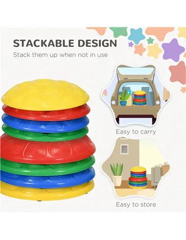 ZONEKIZ Eight-Piece Kids Stepping Stones, with Non-Slip Mats, Balance River Stones