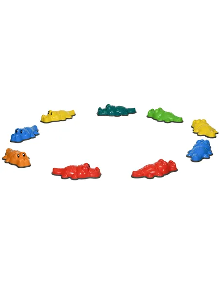 ZONEKIZ 9PCs Kids Stepping Stones, Crocodile-Designed Sensory Toys, with Anti-Slip Edge Balance River Stones