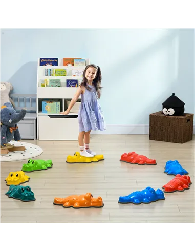 ZONEKIZ 9PCs Kids Stepping Stones, Crocodile-Designed Sensory Toys, with Anti-Slip Edge Balance River Stones
