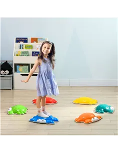 ZONEKIZ 6PCs Kids Stepping Stones w/ TPE Anti-Slip Edge, Crab-Designed Balance River Stones, Obstacle Courses, Stackable 2