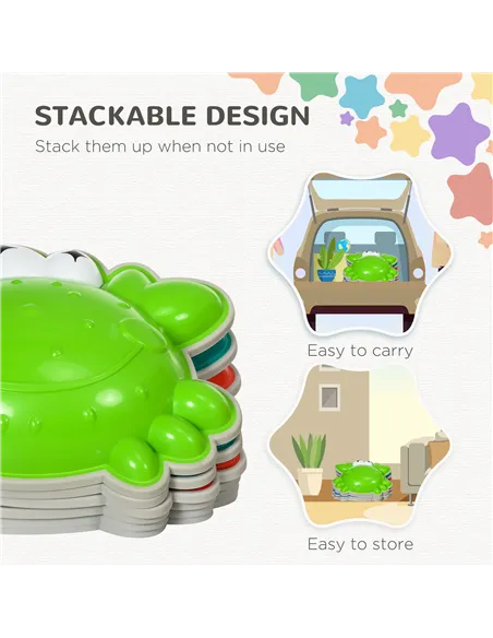 ZONEKIZ 6PCs Kids Stepping Stones w/ TPE Anti-Slip Edge, Crab-Designed Balance River Stones, Obstacle Courses, Stackable