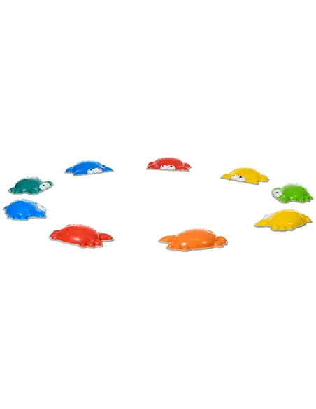 ZONEKIZ 9PCs Kids Stepping Stones with TPE Anti-Slip Edge, Crab-Designed Balance River Stones, Obstacle Courses, Stackable