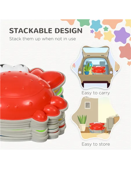 ZONEKIZ 9PCs Kids Stepping Stones with TPE Anti-Slip Edge, Crab-Designed Balance River Stones, Obstacle Courses, Stackable