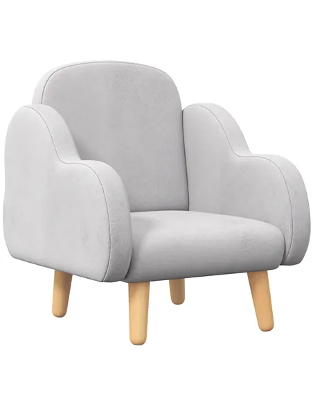 ZONEKIZ Kids Armchair Toddler Sofa Children Chair with Arm Rest, Wooden Frame, Velvet, PP Legs, Cloud Shape, for Ages 1.5-3 Year