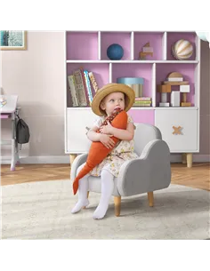 ZONEKIZ Kids Armchair Toddler Sofa Children Chair with Arm Rest, Wooden Frame, Velvet, PP Legs, Cloud Shape, for Ages 1.5-3 Year 2