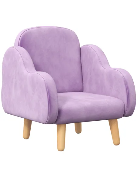 ZONEKIZ Kids Armchair Toddler Sofa Children Chair with Arm Rest, Wooden Frame, Velvet, PP Legs, Cloud Shape, for Ages 1.5-3 Year