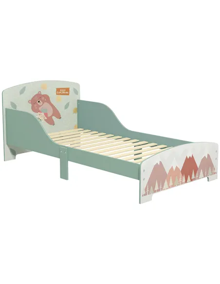 ZONEKIZ Toddler Bed Frame, Kids Bedroom Furniture for Ages 3-6 Years, Green