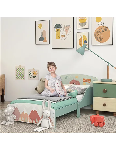 ZONEKIZ Toddler Bed Frame, Kids Bedroom Furniture for Ages 3-6 Years, Green