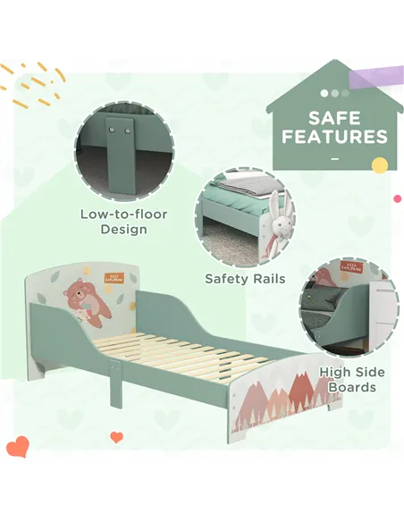ZONEKIZ Toddler Bed Frame, Kids Bedroom Furniture for Ages 3-6 Years, Green