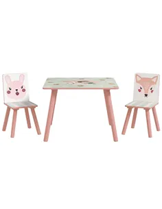 ZONEKIZ Kids and Table Chairs, Children Desk with Two Chairs, Toddler Furniture Set, for Ages 3-6 Years - Pink