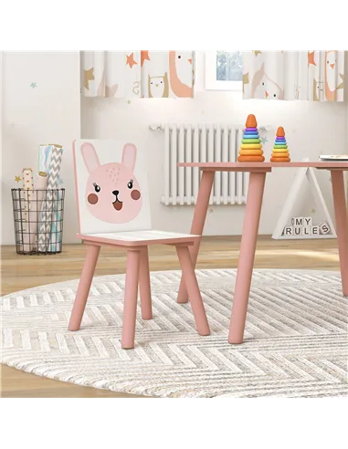 ZONEKIZ Kids and Table Chairs, Children Desk with Two Chairs, Toddler Furniture Set, for Ages 3-6 Years - Pink