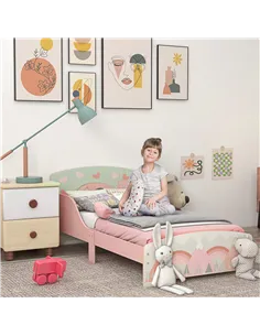 ZONEKIZ Toddler Bed Frame, Kids Bedroom Furniture for Ages 3-6 Years, Pink 2