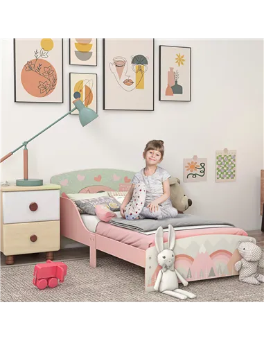 ZONEKIZ Toddler Bed Frame, Kids Bedroom Furniture for Ages 3-6 Years, Pink