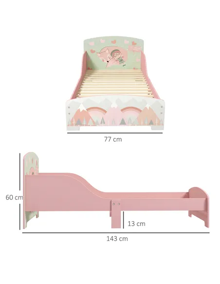 ZONEKIZ Toddler Bed Frame, Kids Bedroom Furniture for Ages 3-6 Years, Pink