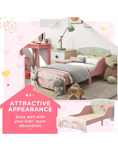 ZONEKIZ Toddler Bed Frame, Kids Bedroom Furniture for Ages 3-6 Years, Pink