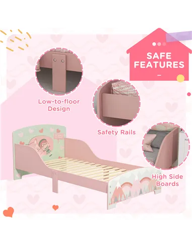 ZONEKIZ Toddler Bed Frame, Kids Bedroom Furniture for Ages 3-6 Years, Pink