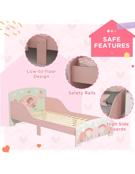 ZONEKIZ Toddler Bed Frame, Kids Bedroom Furniture for Ages 3-6 Years, Pink