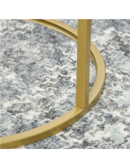 HOMCOM Nest of Tables, Round Coffee Table Set of 2, Nesting Tables with Embedded Tabletop and Metal Frame, Gold Side Table for L