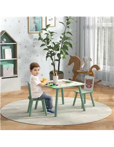 ZONEKIZ Kids and Table Chairs, Children Desk with Two Chairs, Toddler Furniture Set, for Ages 3-6 Years - Green 2