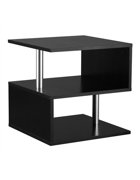 HOMCOM Wooden S Shape Cube Coffee Table 2 Tier Storage Shelves Organizer Office Bookcase Living Room End Desk Stand Display (Bla