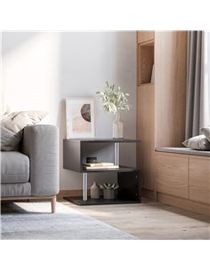 HOMCOM Wooden S Shape Cube Coffee Table 2 Tier Storage Shelves Organizer Office Bookcase Living Room End Desk Stand Display (Bla 2
